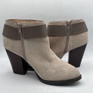 Kenzie Women's Leather Fringe Taupe Masola Short Ankle Side Zip Boots US 8